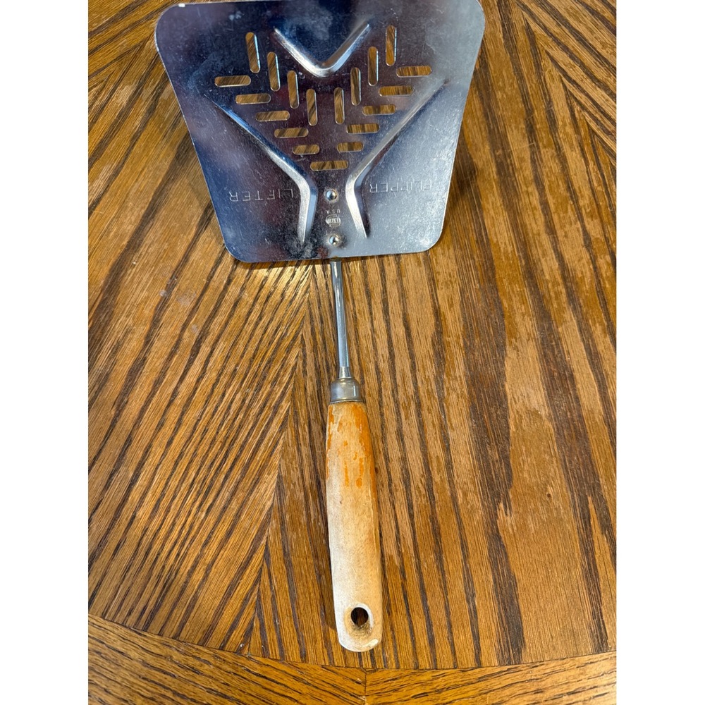 Vintage EKCO Flipper Lifter Spatula Wood Handle Stainless Steel Made in USA MCM